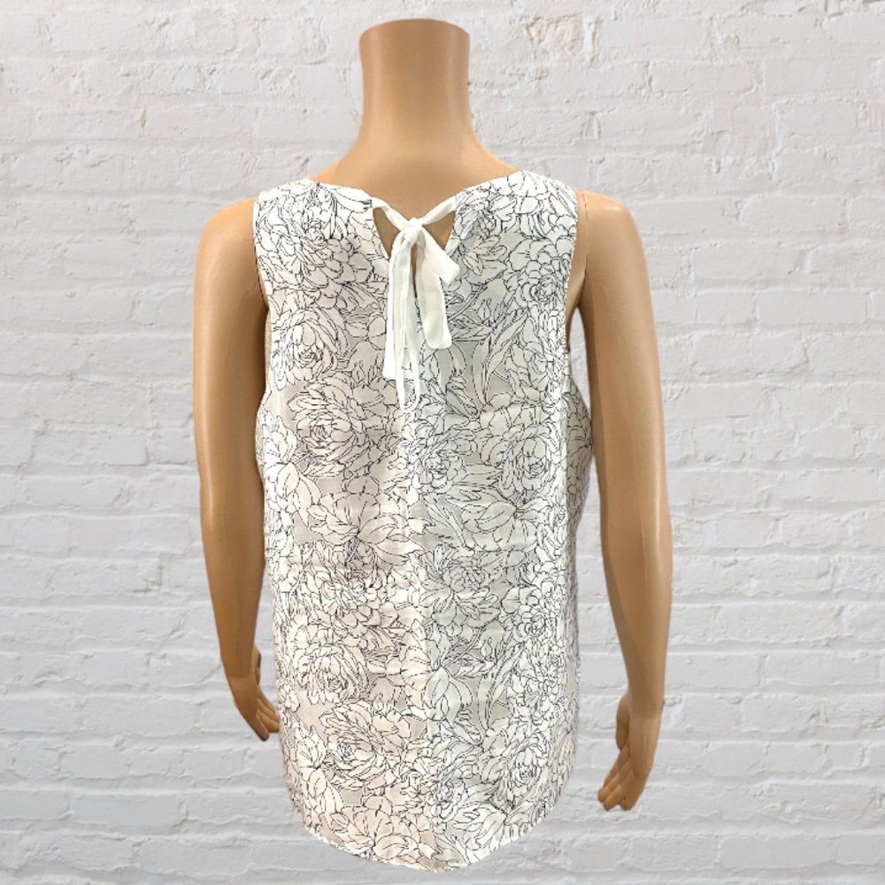 BANANA REPUBLIC -- Summer Top, Loose & Flowy, Black/White with Tie Back, Lined - Picture 3 of 12